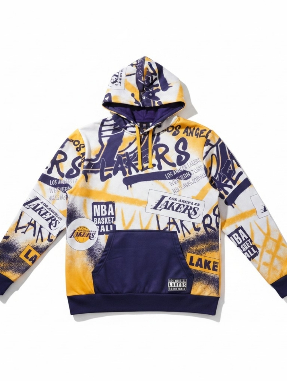 NBA Los Angeles Lakers Pullover Hoodie in Yellow & Purple Kids Large